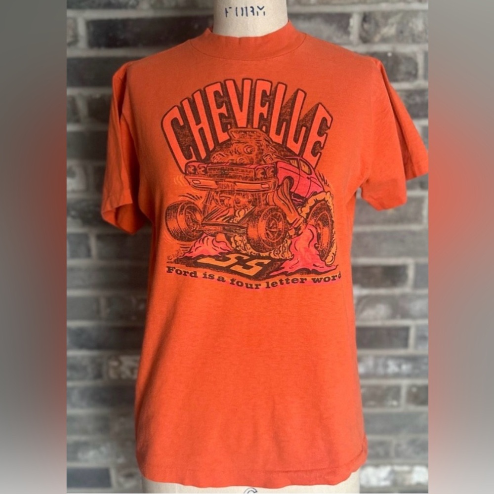 Vintage Roach Chevelle Hot Rod T Shirt Single Stitch Double Sided 70s Stoner